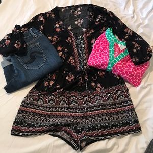 Petite Bundle: Jumpsuit, blouse, and shorts